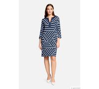 Jerseykleid BETTY BARCLAY "Damen mit 3/4 Arm", Damen, Gr. 48, Normalgrößen, blau, weiß, Obermaterial: 85% Viskose, 13% Polyester, 2% Elasthan; Besatz: 85% Viskose, 13% Polyester, 2% Elasthan, gerade k