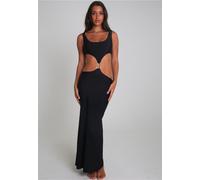 Jerseykleid MODA MINX "Irregular Hoop", Damen, Gr. M, schwarz, 82% Polyamid, 18% Elasthan, unifarben, lang, eckiger Ausschnitt, Kleider Jerseykleid, mit stilvollen Cut-Outs (56911050-M) schwarz