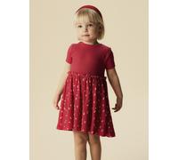 Jerseykleid NAME IT "NMFHAISY SS DRESS PB", Mädchen, Gr. 104, N-Gr, rot (love potion), Jersey, Obermaterial: 95% Baumwolle, 5% Elasthan, bedruckt, unifarben, bequem, Rundhals, Kleider Jerseykleid (471
