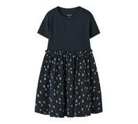 Jerseykleid NAME IT "NMFHAISY SS DRESS PB", Mädchen, Gr. 122, N-Gr, salute, Jersey, Obermaterial: 95% Baumwolle, 5% Elasthan, bedruckt, unifarben, bequem, Rundhals, Kleider Jerseykleid (10247129-122) 