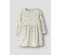 Jerseykleid NAME IT "NMFNUTTI LS DRESS NOOS", Mädchen, Gr. 86, N-Gr, peyote melange aop:hearts, Jersey, Obermaterial: 95% Baumwolle, 5% Elasthan, bedruckt, regular fit Midi, Rundhals, Kleider Jerseykl