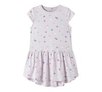 Jerseykleid NAME IT "NMFVIGGA CAPSL DRESS F1 NOOS", Mädchen, Gr. 104, N-Gr, lavender fog aop:colorful hearts, Jersey, Obermaterial: 100% Baumwolle, bedruckt, regular fit kurz, Rundhals, Kleider Jersey