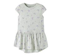 Jerseykleid NAME IT "NMFVIGGA CAPSL DRESS F1 NOOS", Mädchen, Gr. 110, N-Gr, pale aqua aop:rainbow, Jersey, Obermaterial: 100% Baumwolle, bedruckt, regular fit kurz, Rundhals, Kleider Jerseykleid, Baum