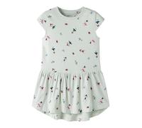 Jerseykleid NAME IT "NMFVIGGA CAPSL DRESS F1 NOOS", Mädchen, Gr. 128, N-Gr, pale aqua aop:fairy garden, Jersey, Obermaterial: 100% Baumwolle, bedruckt, regular fit kurz, Rundhals, Kleider Jerseykleid,