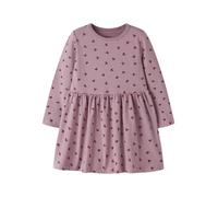Jerseykleid NAME IT "NMFVIVIAN LS DRESS", Mädchen, Gr. 122, N-Gr, rosa (lilas aop:rot glitter hearts), Jersey, Obermaterial: 95% Baumwolle, 5% Elasthan, bedruckt, regular fit Midi, Rundhals, Kleider J