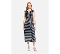 Jerseykleid BETTY BARCLAY "Damen ohne Arm", Damen, Gr. 48, Normalgrößen, dunkelblau, weiß, Obermaterial: 95% Viskose, 5% Elasthan, ausgestellt lang, V-Ausschnitt, Kleider Jerseykleid (56234732-48) dun
