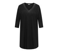 Jerseykleid ONLY CARMAKOMA "CARALBA 3/4 SL V-NECK ABK DRESS JRS", Damen, Gr. M, N-Gr, schwarz (schwarz detail:dusty front), Jersey, Obermaterial: 95% Polyester, 5% Elasthan, unifarben, slim fit, V-Aus