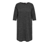 Jerseykleid ONLY CARMAKOMA "CARMARTHA 3/4 KNEE DRESS JRS", Damen, Gr. L, N-Gr, dunkelgrau melange, Jersey, Obermaterial: 95% Polyester, 5% Elasthan, unifarben, regular fit, Rundhals, Kleider Jerseykle
