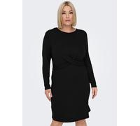Jerseykleid ONLY CARMAKOMA "CARQUEEN L/S GLITTER TWIST DRESS JRS BF", Damen, Gr. S, N-Gr, schwarz (schwarz detail:oda (schwarz)), Jersey, Obermaterial: 82% Polyester, 11% metallisierte Fasern, 7% Elas