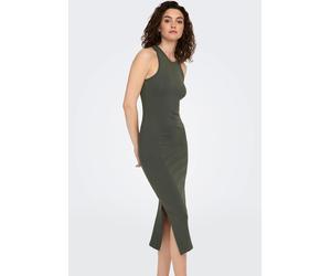 Jerseykleid ONLY "ONLBELFAST - Jerseykleid mit figurbetonter Passform", Damen, Gr. XS, N-Gr, grau (beluga), Jersey, Obermaterial: 97% Baumwolle, 3% Elasthan, unifarben, figurbetont, Rundhals, Kleider 