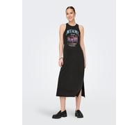 Jerseykleid ONLY "ONLLUCY LIFE S/L DRIVE DRESS BOX JRS", Damen, Gr. M (38), N-Gr, schwarz (schwarz print:miami rooted), Jersey, Obermaterial: 100% Baumwolle, bedruckt, lang, Rundhals, Kleider Jerseykl