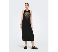 Jerseykleid ONLY "ONLLUCY LIFE S/L DRIVE DRESS BOX JRS", Damen, Gr. S (36), N-Gr, schwarz (schwarz print:beverly rooted), Jersey, Obermaterial: 100% Baumwolle, bedruckt, lang, Rundhals, Kleider Jersey