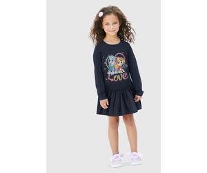 Jerseykleid PAW PATROL, Mädchen, Gr. 116/122, N-Gr, blau, Jersey, Obermaterial: 95% Baumwolle, 5% Elasthan, bedruckt, ausgestellt kniefrei, Rundhals, abgesteppte Kante, Kleider Jerseykleid, Druck mit 