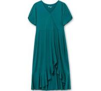 Jerseykleid SHEEGO "Jerseykleid", Damen, Gr. 44, Normalgrößen, blau (petrol), Jersey, Single Jersey, 95% Viskose, 5% Elasthan, unifarben, lang, V-Ausschnitt, Kurzarm, Kleider (81780848-44) petrol