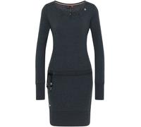 Jerseykleid RAGWEAR "ALEXA", Damen, Gr. S (36), N-Gr, grau (schwarz 1010), Single Jersey, Obermaterial: 50% Polyester, 38% Baumwolle, 12% Viskose, kontrastfarbene Details, meliert, unifarben, figurbet