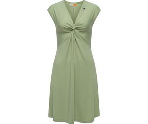Jerseykleid RAGWEAR "Comfrey Solid", Damen, Gr. L (40), Normalgrößen, grün (hellgrün), Material: 48% Viskose, 47% Polyester, 5% Elasthan, figurumspielend knieumspielend, tiefer V-Ausschnitt, weit norm