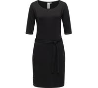 Jerseykleid RAGWEAR "Kenisha", Damen, Gr. M (38), Normalgrößen, schwarz, Material: 67% Polyester, 28% Viskose, 5% Elasthan, figurumspielend knielang, Rundhals, Krempelärmel abgesteppte Kante krempelba