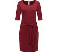 Ragwear Damen 3/4-Arm Kleid Midikleid Elegantes Blusenkleid mit Taillenband Kenisha Wine Red Gr. S