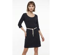 Jerseykleid RAGWEAR "LILITHA ZIG ZAG O", Damen, Gr. L, N-Gr, blau (navy), Jersey, Obermaterial: 50% Baumwolle, 50% Modal, gemustert, kniefrei, Rundhals, Kleider Jerseykleid, mit Taillen-Bindegürtel (4