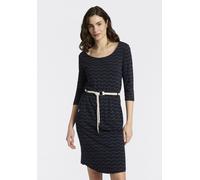 Jerseykleid RAGWEAR "LILITHA ZIG ZAG O", Damen, Gr. M, N-Gr, navy, Jersey, Obermaterial: 50% Baumwolle, 50% Modal, gemustert, kniefrei, Rundhals, Kleider Jerseykleid, mit Taillen-Bindegürtel (41494762