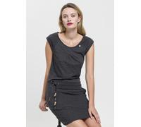 Jerseykleid RAGWEAR "PENELOPE UNI O", Damen, Gr. S (36), N-Gr, grau (schwarz 1010), Obermaterial: 100% Baumwolle, kontrastfarbene Details, unifarben, figurbetont, Rundhals, Kleider Jerseykleid, mit Ko