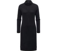 Jerseykleid RAGWEAR "Peona", Damen, Gr. L (40), Normalgrößen, schwarz, Material: 75% Viskose, 22% Polyester, 3% Elasthan, körpernah knielang, hoch geschlossener Ausschnitt, Ärmel ohne Ärmelschlitz Rip