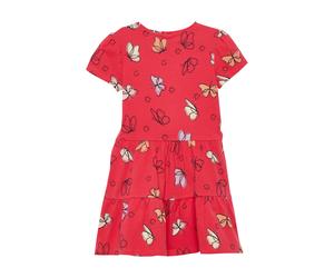 Jerseykleid S.OLIVER JUNIOR, Mädchen, Gr. 122, N-Gr, rot, Jersey, Obermaterial: 95% Baumwolle, 5% Elasthan, geblümt, gemustert, bequem kniefrei, Rundhals, Puffärmel, Kleider Jerseykleid, Stufenkleid m