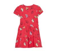 Jerseykleid S.OLIVER JUNIOR, Mädchen, Gr. 140, N-Gr, rot, Jersey, Obermaterial: 95% Baumwolle, 5% Elasthan, geblümt, gemustert, bequem kniefrei, Rundhals, Puffärmel, Kleider Jerseykleid, Stufenkleid m
