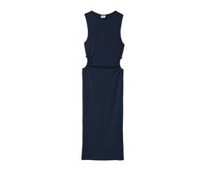 Jerseykleid S.OLIVER JUNIOR, Mädchen, Gr. 176, N-Gr, dunkelblau, Feinripp, Obermaterial: 95% Baumwolle, 5% Elasthan, unifarben, figurbetont lang, Rundhals, Kleider Jerseykleid, mit Cut-outs, gerippte 