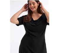 Jerseykleid SHEEGO "Jersey-Kleid", Damen, Gr. 54, Normalgrößen, schwarz, Jersey, 95% Viskose, 5% Elasthan, unifarben, wadenlang, Kleider Jerseykleid (87892311-54) schwarz