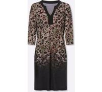 Jerseykleid schwarz-khaki-bedruckt 46