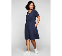Jerseykleid mit Cut-out am Ausschnitt, marine, Gr.42