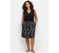 Sheego Damen Große Größen Jerseykleid in Wickeloptik, mit Cut-out hinten Strandmode feminin V-Ausschnitt -