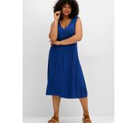 Jerseykleid SHEEGO "Jerseykleid", Damen, Gr. 58, Normalgrößen, blaubeere, Jersey, 95% Viskose, 5% Elasthan, unifarben, knielang, V-Ausschnitt, Kleider (15144567-58) blaubeere
