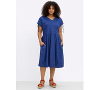 Jerseykleid SHEEGO "Kleid", Damen, Gr. 56, Normalgrößen, royalblau, Jersey, 100% Baumwolle, unifarben, wadenlang, V-Ausschnitt, Kleider Jerseykleid (91993543-56) royalblau