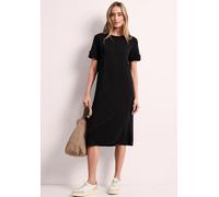 Jerseykleid STREET ONE, Damen, Gr. 34, EURO-Größen, schwarz, Jersey, 70% Polyester, 25% Viskose, 5% Elasthan, unifarben, normal wadenlang, Rundhals, Bündchen, Kleider Jerseykleid, mit Rundhalsausschni