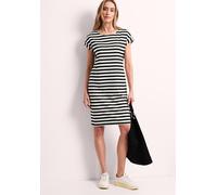 Jerseykleid STREET ONE, Damen, Gr. 36, EURO-Größen, schwarz, Jersey, 73% Viskose, 24% Polyester, 3% Elasthan, gestreift, normal knielang, Rundhals, Bündchen, Kleider Jerseykleid, im Streifendesign (49