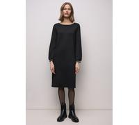 Jerseykleid STREET ONE, Damen, Gr. 36, EURO-Größen, schwarz, Stoff, 70% Viskose, 25% Polyester, 5% Elasthan, unifarben, normal knielang, U-Boot-Ausschnitt, elastischer Bund, Kleider Jerseykleid, in Un