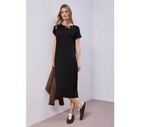 Jerseykleid STREET ONE, Damen, Gr. 38, EURO-Größen, schwarz, Jersey, 75% Viskose, 20% Polyester, 5% Elasthan, unifarben, comfort fit Midi, Rundhals, normaler Saum, Kleider Jerseykleid, mit Rundhalsaus