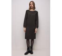 Jerseykleid STREET ONE, Damen, Gr. 38, EURO-Größen, schwarzest braun, Stoff, 70% Viskose, 25% Polyester, 5% Elasthan, unifarben, normal knielang, U-Boot-Ausschnitt, elastischer Bund, Kleider Jerseykle