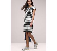 Jerseykleid STREET ONE, Damen, Gr. 40, EURO-Größen, shadowed navy, Jersey, 73% Viskose, 24% Polyester, 3% Elasthan, gestreift, normal knielang, Rundhals, Bündchen, Kleider Jerseykleid, im Streifendesi