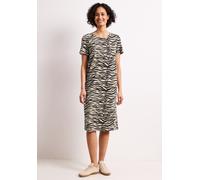 Jerseykleid STREET ONE, Damen, Gr. 42, EURO-Größen, beige (espresso braun), Jersey, 85% Viskose, 13% Polyester, 2% Elasthan, comfort fit knielang, Rundhals, normaler Saum, Kleider Jerseykleid, mit Zeb