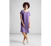 Jerseykleid STREET ONE, Damen, Gr. 42, EURO-Größen, lila (bellflower lila), Jersey, 95% Viskose, 5% Elasthan, unifarben, gerade kniefrei, Rundhals, Bündchen, Kleider Jerseykleid, aus Viskose (62686724