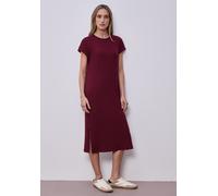 Jerseykleid STREET ONE, Damen, Gr. 42, EURO-Größen, truffle rot, Jersey, 75% Viskose, 20% Polyester, 5% Elasthan, unifarben, comfort fit Midi, Rundhals, normaler Saum, Kleider Jerseykleid, mit Rundhal