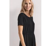 Jerseykleid STREET ONE, Damen, Gr. 42, EURO-Größen, schwarz, Stoff, 95% Viskose, 5% Elasthan, unifarben, normal wadenlang, Rundhals, abgesteppt, Kleider Jerseykleid, aus Viskose (86742748-42) schwarz