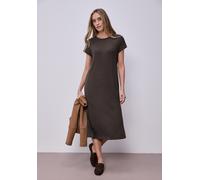 Jerseykleid STREET ONE, Damen, Gr. 44, EURO-Größen, espresso braun, Jersey, 75% Viskose, 20% Polyester, 5% Elasthan, unifarben, comfort fit Midi, Rundhals, normaler Saum, Kleider Jerseykleid, mit Rund
