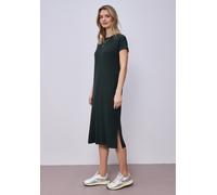 Jerseykleid STREET ONE, Damen, Gr. 46, EURO-Größen, deep bound grün, Jersey, 75% Viskose, 20% Polyester, 5% Elasthan, unifarben, comfort fit Midi, Rundhals, normaler Saum, Kleider Jerseykleid, mit Run