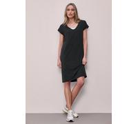 Jerseykleid STREET ONE, Damen, Gr. 46, EURO-Größen, pine grove grün, Jersey, 95% Viskose, 5% Elasthan, unifarben mit Farbeinsätzen, normal knielang, V-Ausschnitt, Bündchen, Kleider Jerseykleid, aus Vi