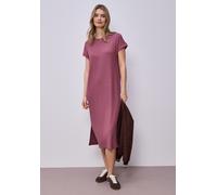 Jerseykleid STREET ONE, Damen, Gr. 46, EURO-Größen, rosa (schwarz clouded blush), Jersey, 75% Viskose, 20% Polyester, 5% Elasthan, unifarben, comfort fit Midi, Rundhals, normaler Saum, Kleider Jerseyk