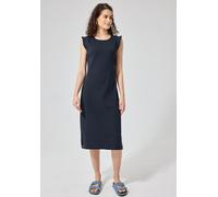 Jerseykleid STREET ONE STUDIO, Damen, Gr. 46, EURO-Größen, maritime blau, Jersey, 95% Baumwolle, 5% Elasthan, unifarben, comfort fit Midi, Rundhals, Rüschen, Kleider Jerseykleid, in Unifarbe (66368338